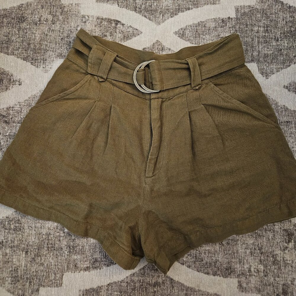 ABLE Wanda Pleated Shorts - Olive Green, Size 4